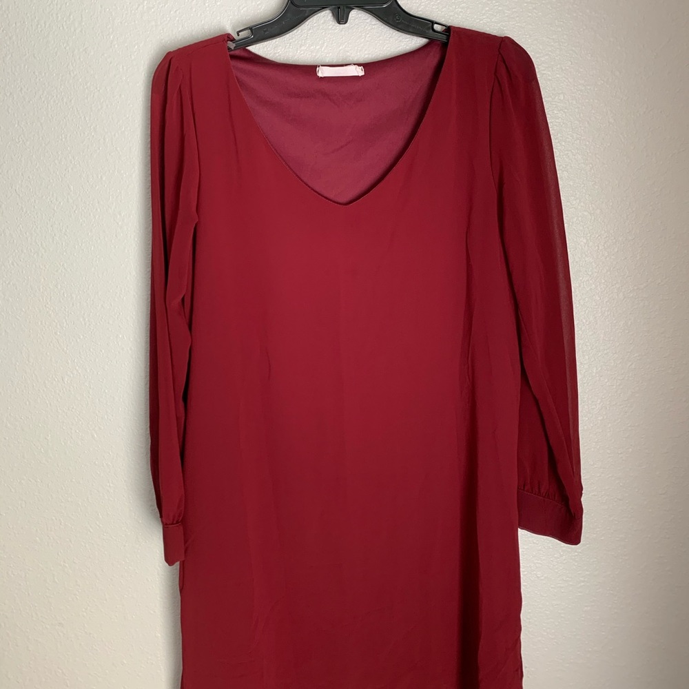 Maroon Long Sleeve Dress